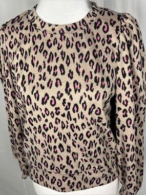 TCEC brown and pink long-sleeved top with ruffled shoulders